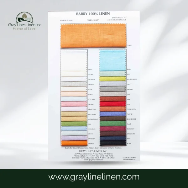 Barry Linen Fabric Color Card | Gray Lines Linen