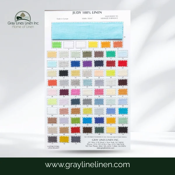 Judy Linen Fabric Color Card | Gray Lines Linen